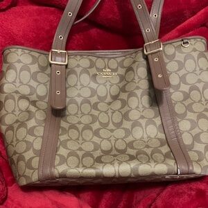 Coach Tan and Brown Signature Tote